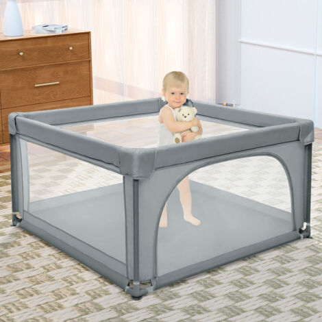 Skecten Parc Bébé, 120x120 cm, Parc Enfant pour L'intérieur et L'extérieur, avec côtés en maille et 50 Boules Océaniques, Vert