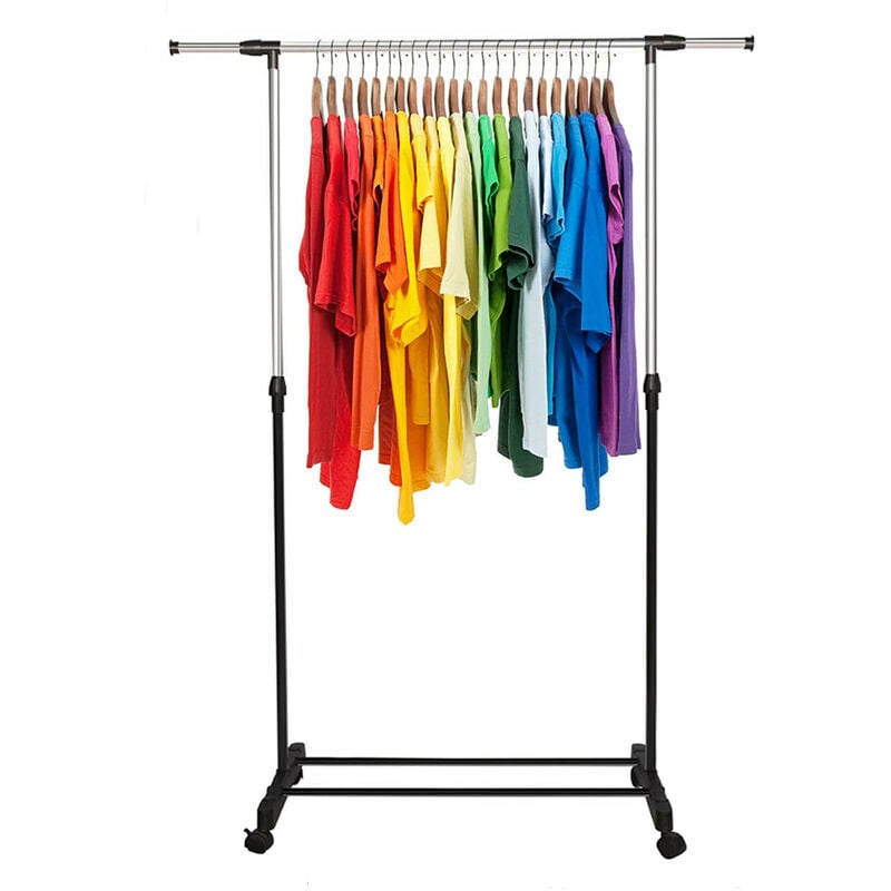 Porte-Manteau Portants De Vêtement En Acier Inoxydable Réglable Avec Roulettes