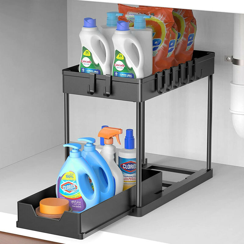 Rangement sous Evier, Etagere sous Evier, pour armoire de cuisine, salle de bain, noir
