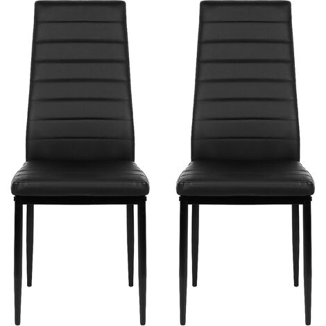 Skecten Set de 2 Sillas de Comedor, Tapizada en Polipiel, para Cocina, Comedor, Bar y Restaurante , Negro