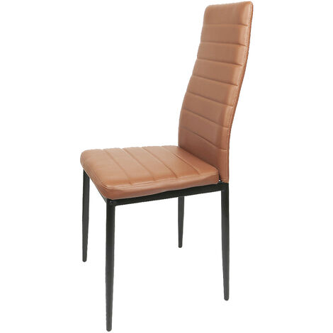 Skecten Set de 4 Sillas de Comedor, Tapizada en Polipiel, para Cocina, Comedor, Bar y Restaurante - Marrón