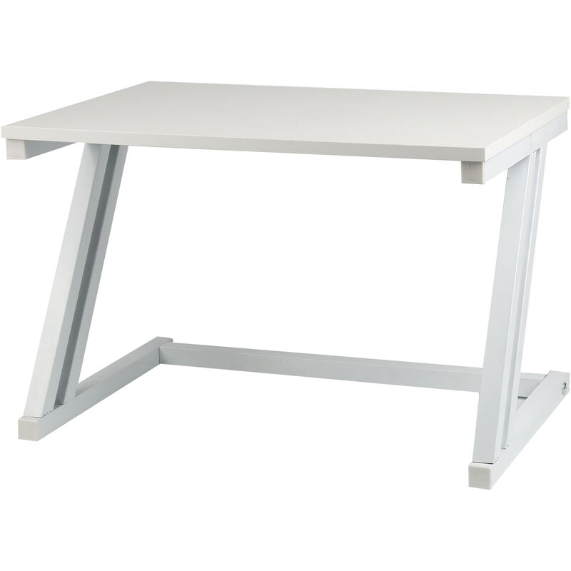 Support Étagère pour Micro-Ondes, Rangement Micro-Ondes à 2 Niveaux avec Crochets, Organisateur pour Plan de Travail de Cuisine, 57x38x38cm, Blanc