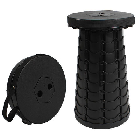 Skecten Taburete Plegable Portátil / Taburete Telescópico,para Pesca Taburete Plegable para Acampar, Cámping, Excursión, Jardín, Montañismo - Negro