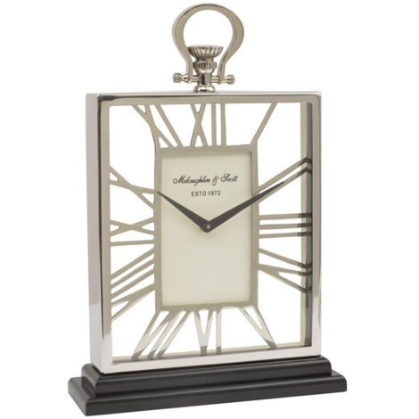 Skeletal Mantel Clock - SS/Aluminum - L10 x W30 x H43.5 cm - Silver/Black
