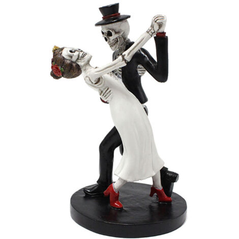 Skelettpaar-Statue [Sammlerserie] Elegante, dunkle Harz-Skulptur eines Skelettpaares für Zuhause, Büro und Halloween