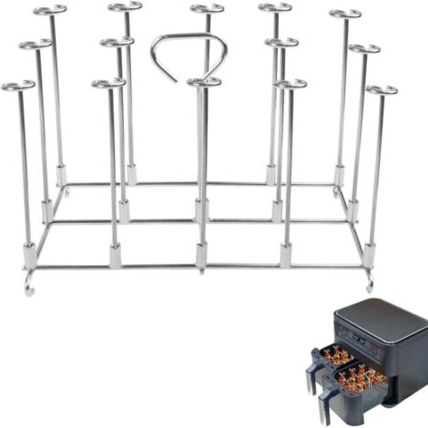 Skewer rack for double air fryer, compatible with Ninja Foodi AF300UK/AF400UK /Tower/Salter/Instant Vortex/EMtronics double drawer air fryers, 7.6 to 9.5 l