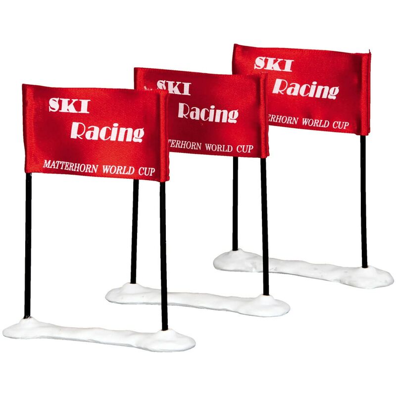Ski Racing Flag, Set Of 3 - Drapeau de ski de course, lot de 3. pour le village de Noël - Lemax
