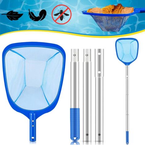 Skimmer de piscina de 140 cm, con mango telescópico, red para limpiar hojas, ideal para piscinas, spas, fuentes y parques acuáticos.