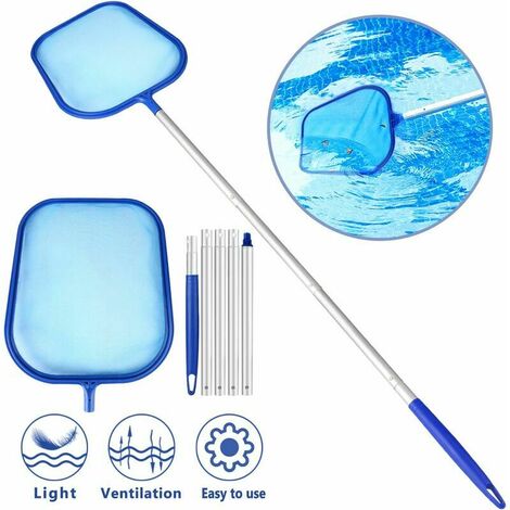 Skimmer de piscina, red de aterrizaje de piscina/red de aterrizaje de piscina/red de hojas, con poste telescópico de 1,2 m de largo - red de malla fina - adecuado para spas, piscinas - para hojas