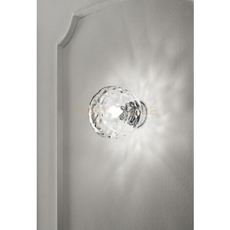 SKIN Applique 1 luce in cromo lucido con vetro martellato trasparente attacco E27