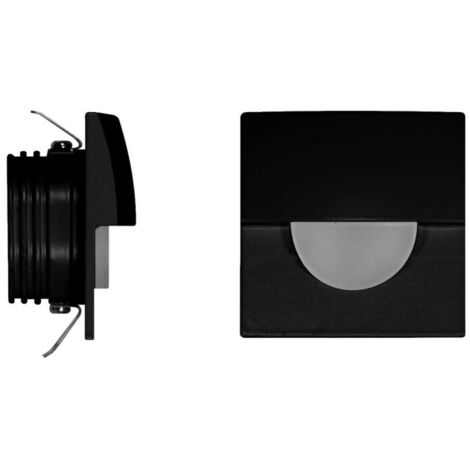 Skin - Luce da incasso segnapasso LED Beneito & Faure - 2W, Luce calda 3000K, 120° - Applique da incasso Quadrata Nera