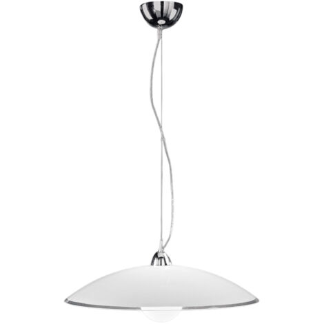 SKIRT Sospensione 1 luce in vetro bianco lucido finitura cromo attacco E27 diametro 55cm