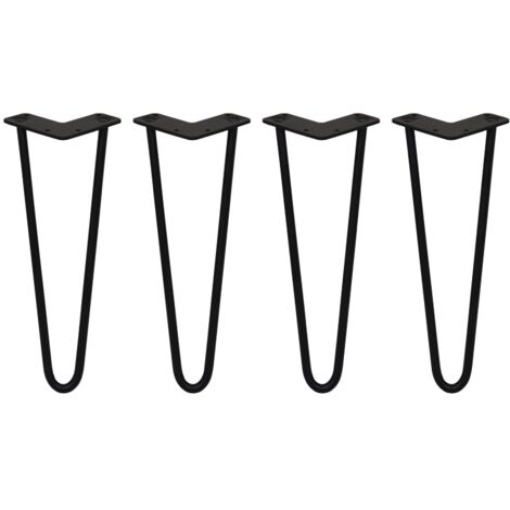 SKISKI 4 x 35.5cm 2 Streben Hairpin Legs Tischbeine Möbelbeine Stuhlbeine 12mm D Schwarz
