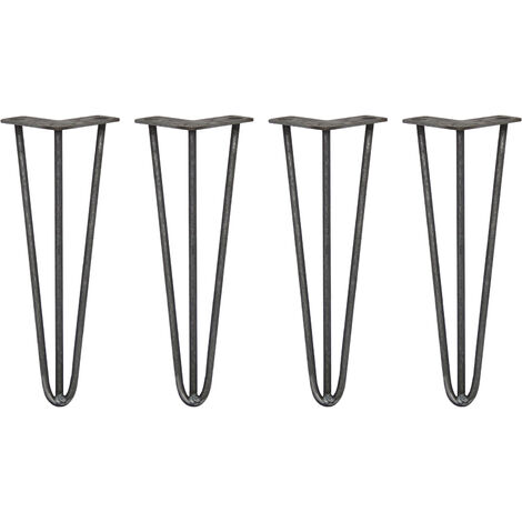 SKISKI LEGS - 4 Patas de Horquilla para Mesa SkiSki Legs 35,5cm Acero Natural 3 Dientes 10mm - Raw Steel