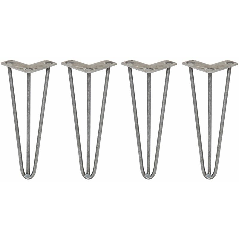 Skiski - legs - 4 Pieds de Table en Épingle à Cheveux 30,5cm 3 Tiges en Acier Couleur Naturelle Épaisseur 10mm