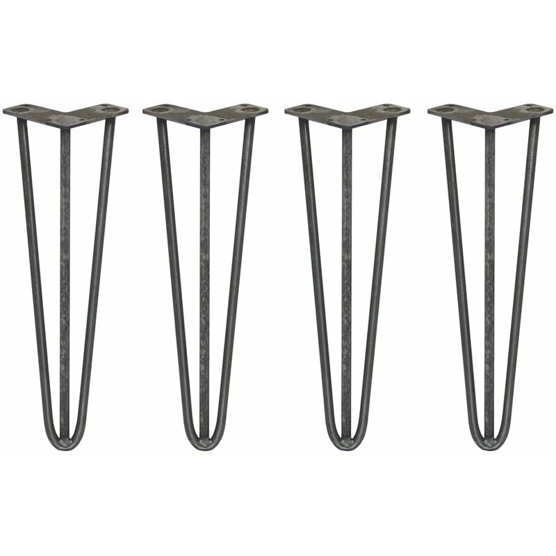 Skiski - 4 Pieds de Table en Epingle à Cheveux - 40,6cm - 3 Tiges - 12mm - Personnalisez vos Meubles avec Style Industriel ou Rétro Vintage