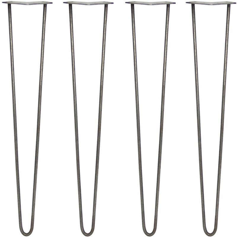 SKISKI LEGS - 4 Pieds de Table en Épingle à Cheveux 71cm 2 Tiges en Acier Brut Épaisseur 10mm