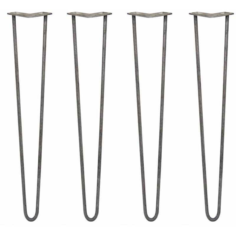 Skiski - legs - 4 Pieds de Table en Épingle à Cheveux 71cm 2 Tiges en Acier Brut Épaisseur 12mm