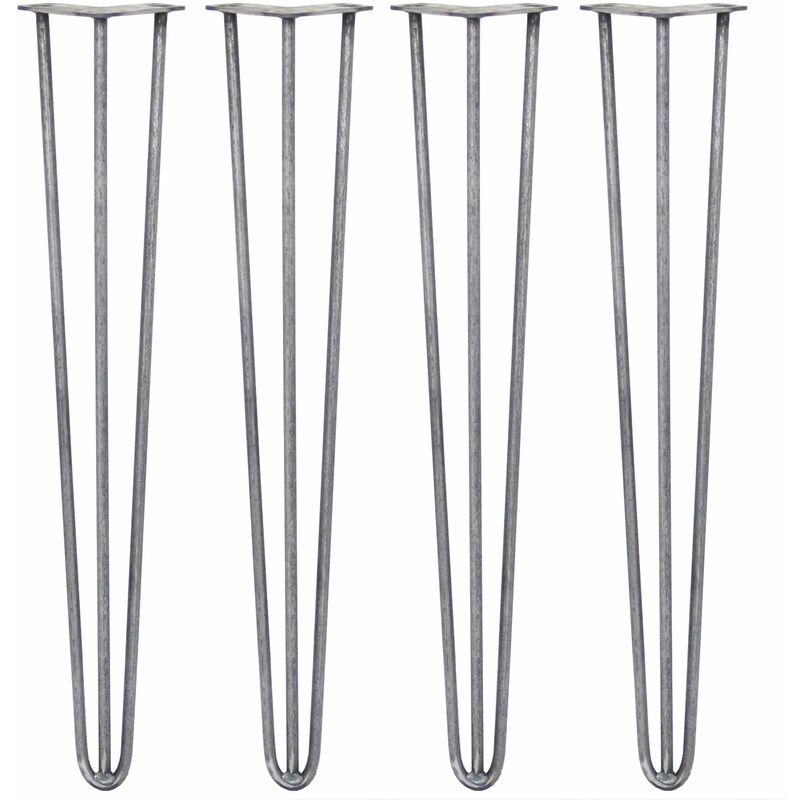 Skiski - legs - 4 Pieds de Table en Épingle à Cheveux 71cm 3 Tiges en Acier Brut Épaisseur 12mm