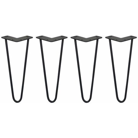 SKISKI LEGS - 4 Pieds de Table en Épingle à Cheveux 30,5cm 2 Tiges en Acier Noir Épaisseur 10mm