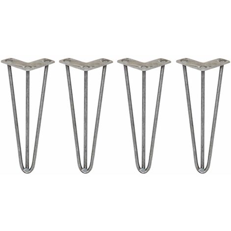 SKISKI LEGS - 4 Pieds de Table en Épingle à Cheveux 30,5cm 3 Tiges en Acier Couleur Naturelle Épaisseur 10mm