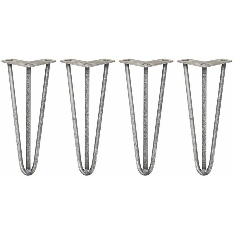 Legs - 4 Pieds de Table en Épingle à Cheveux 30,5cm 3 Tiges en Acier Couleur Naturelle Épaisseur 12mm - Skiski