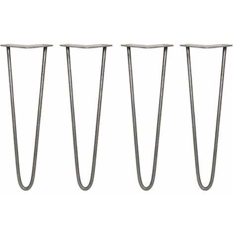 SKISKI LEGS - 4 Pieds de Table en Épingle à Cheveux 40,6cm 2 Tiges en Acier Brut Épaisseur 10mm