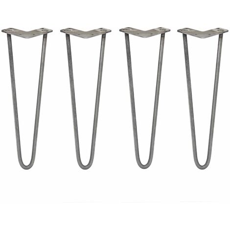 SKISKI LEGS - 4 Pieds de Table en Épingle à Cheveux 40,6cm 2 Tiges en Acier Brut Épaisseur 12mm