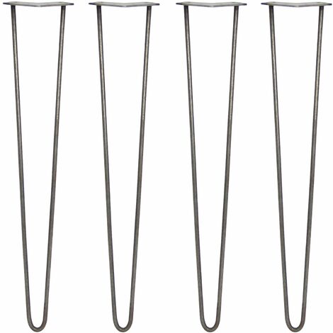 SKISKI LEGS - 4 Pieds de Table en Épingle à Cheveux 71cm 2 Tiges en Acier Brut Épaisseur 10mm