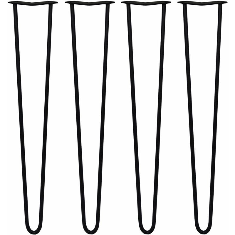 Legs - 4 Pieds de Table en Épingle à Cheveux 71cm 2 Tiges en Acier Noir Épaisseur 12mm - Skiski