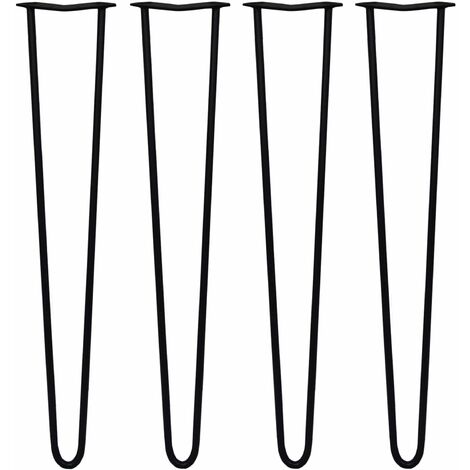 SKISKI LEGS - 4 Pieds de Table en Épingle à Cheveux 71cm 2 Tiges en Acier Noir Épaisseur 12mm