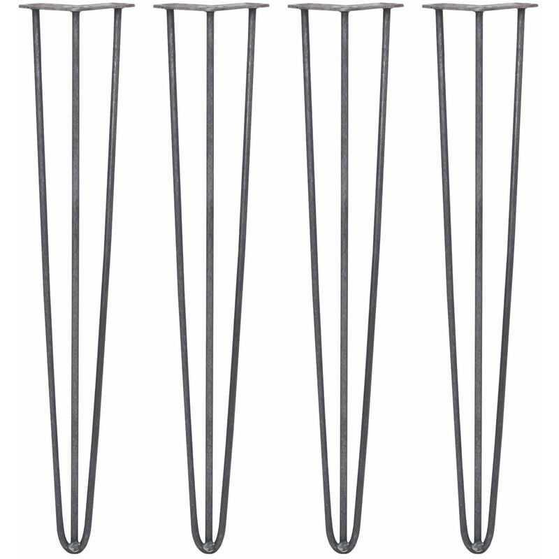 Skiski - legs - 4 Pieds de Table en Épingle à Cheveux 71cm 3 Tiges en Acier Brut Épaisseur 10mm