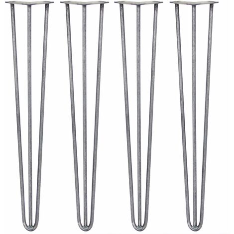 SKISKI LEGS - 4 Pieds de Table en Épingle à Cheveux 71cm 3 Tiges en Acier Brut Épaisseur 12mm