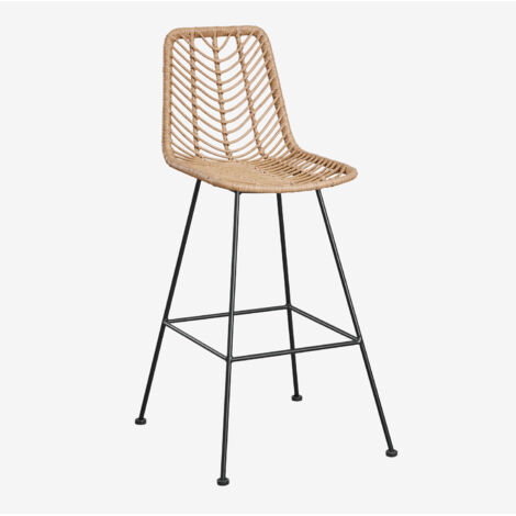 SKLUM 2er-Pack hohe Gartenhocker aus synthetischem Rattan Gouda Natural Natürlich ↑75 cm                  Schwarz               