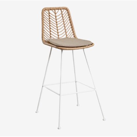 SKLUM 2er-Pack hohe Gartenhocker aus synthetischem Rattan Gouda Natural Natürlich ↑75 cm                  Weiß               