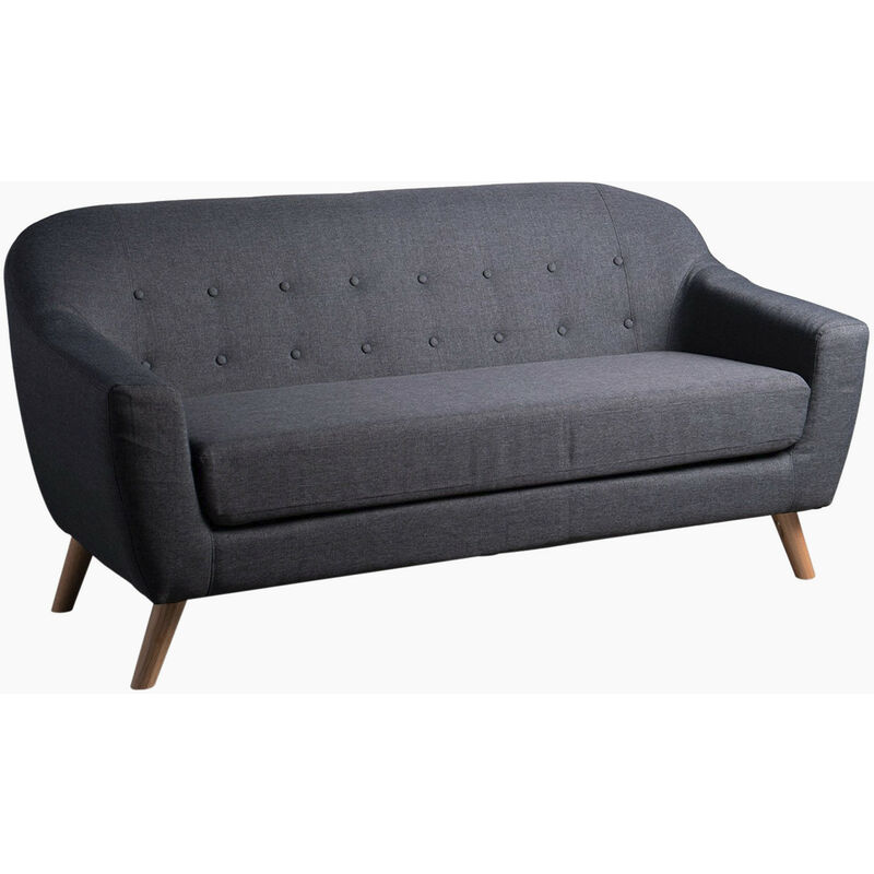 3-Sitzer Sofa aus Leinen und Stoff Aktic Leinen Grau Anthrazit - Grau Anthrazit - Sklum