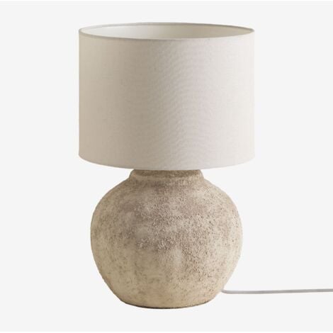 SKLUM Aloia Tischlampe aus Leinen und Terrakotta Weiß