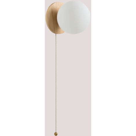 Sklum – Applique murale en bois de chêne – Boule en verre – 64,5 cm x 14,5 cm x 20,5 cm – Ampoule E27 jusqu'à 20W – Éclairage d'ambiance nordique