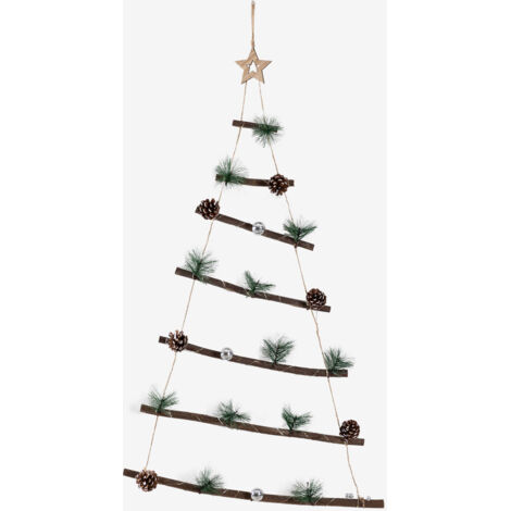 Sklum – Arbre de Noël LED mural 110 cm – Décoration murale design écoresponsable – Guirlande LED lumière chaude – Dimensions 80-130 x 40-66 x 6,5 cm
