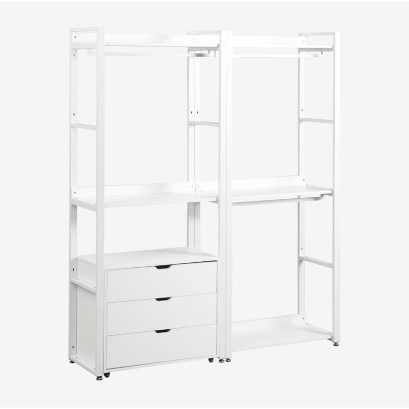 Armoire Modulaire Ouverte de 2 Pièces avec Tiroirs en Acier et Bois Ariaster Sklum Blanc