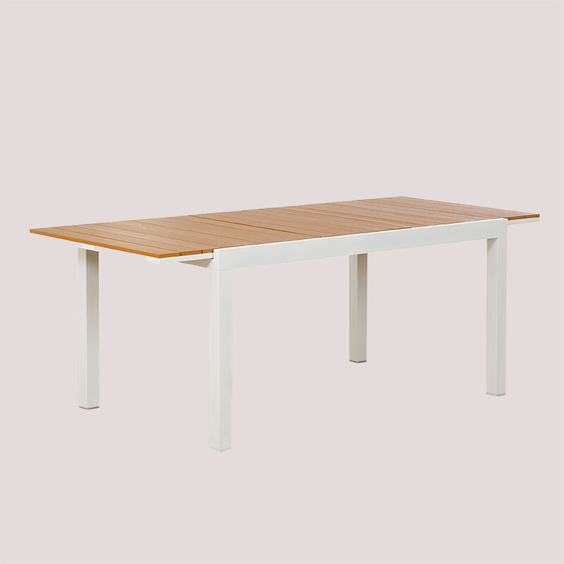 Ausziehbarer Gartentisch aus Aluminium (150-197x90 cm) Saura Aluminium Weiss - Weiss - Sklum
