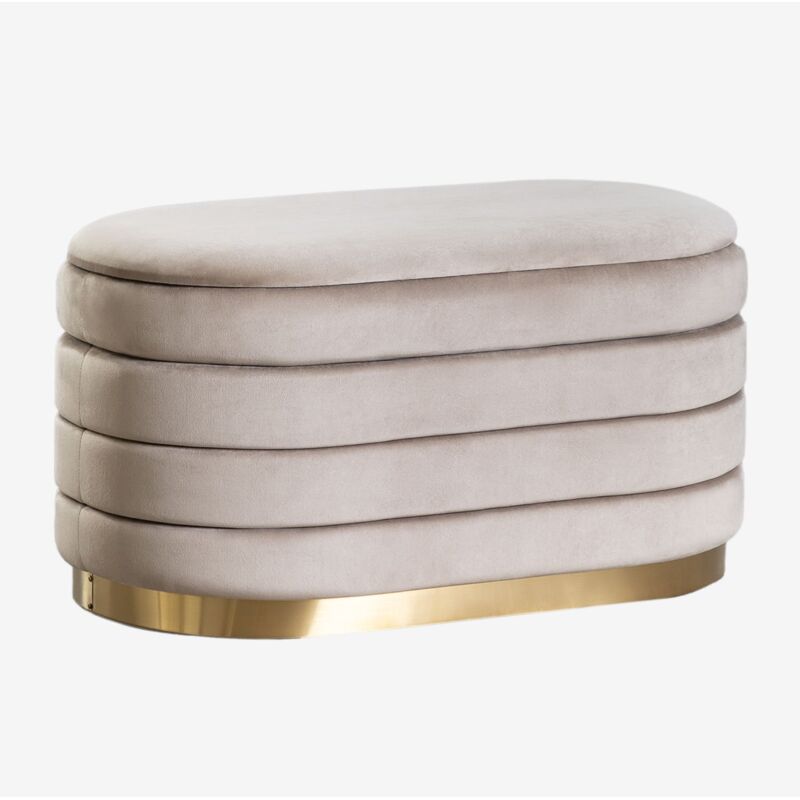 Sklum - Banc de rangement en velours Bradford Gris Taupe Clair