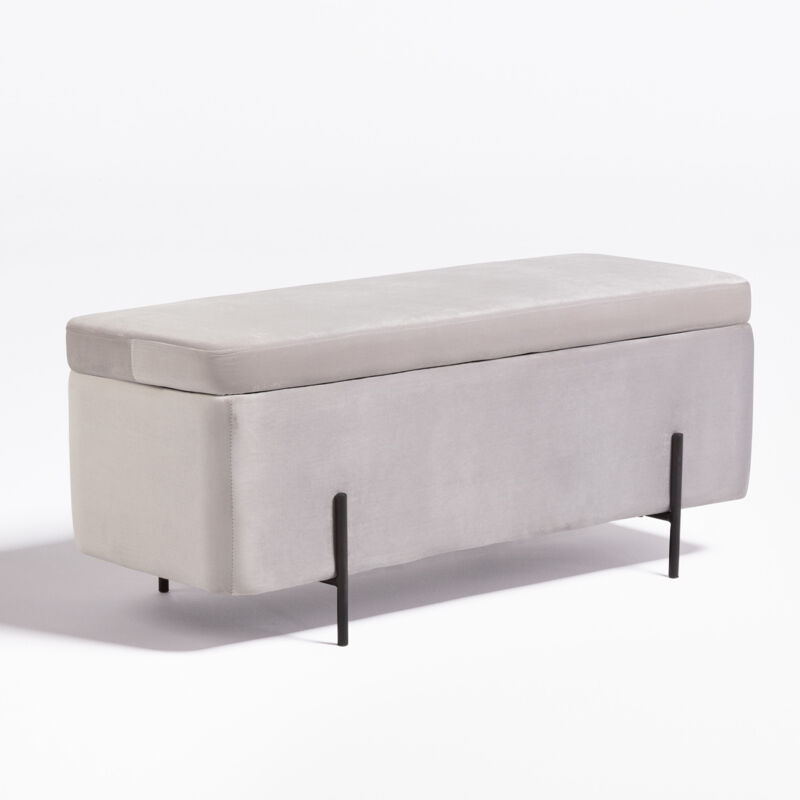 

Banco Baúl en Terciopelo Sam Gris Claro Gris Claro - Sklum