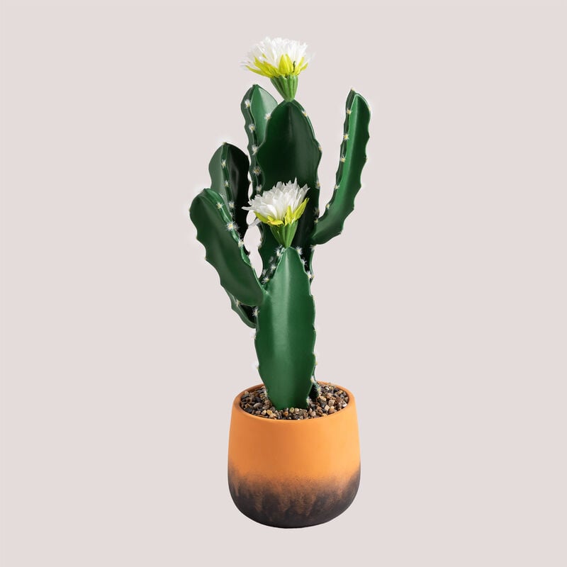 Sklum - Cactus Artificiel à fleurs Cereus 52 cm ↑52 cm - ↑52 cm