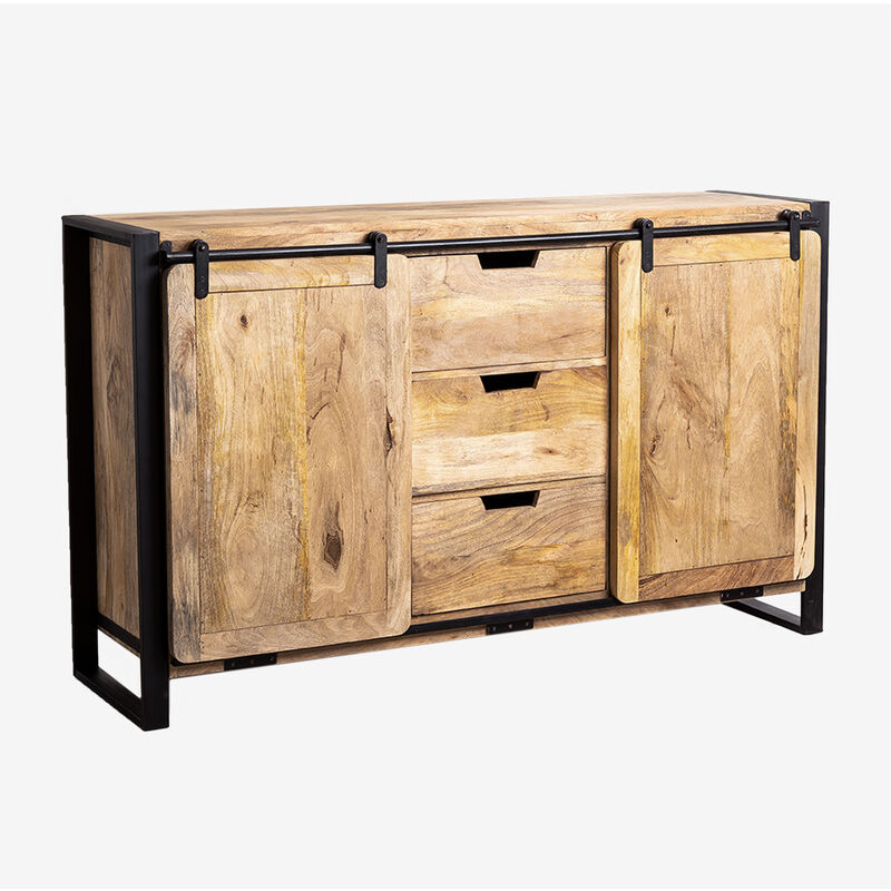 

Cajonera en Madera Kiefer Negro - Madera Natural - Sklum