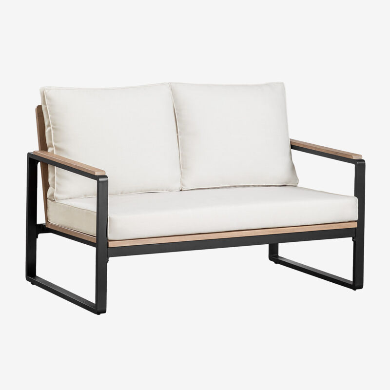 Canapé de jardin 2 places en aluminium et bois d'acacia Giselle Sklum Noir