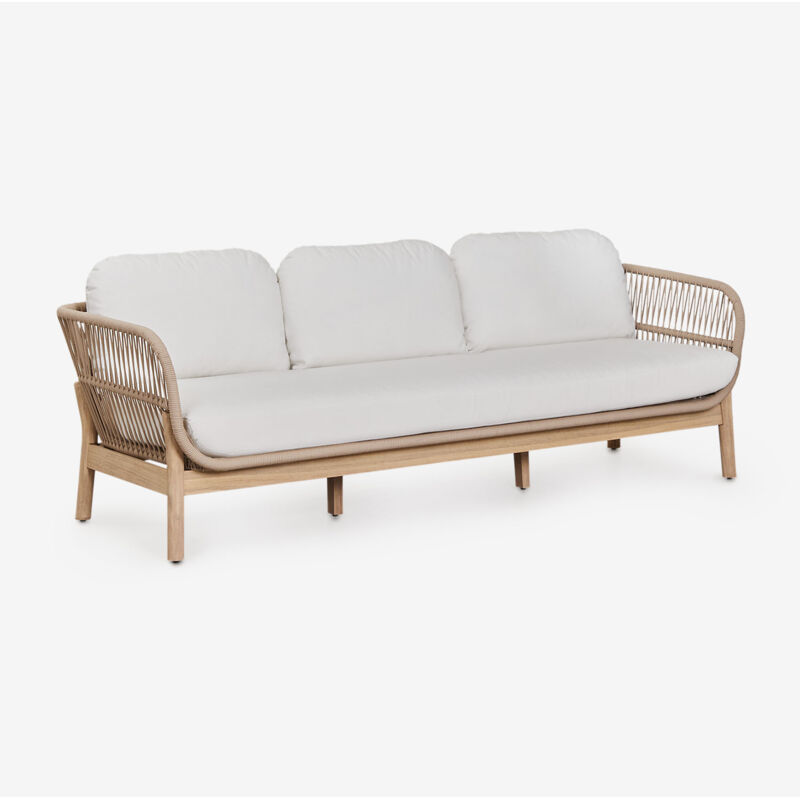 Sklum - Canapé de jardin 3 places Karvia en aluminium et bois d'acacia