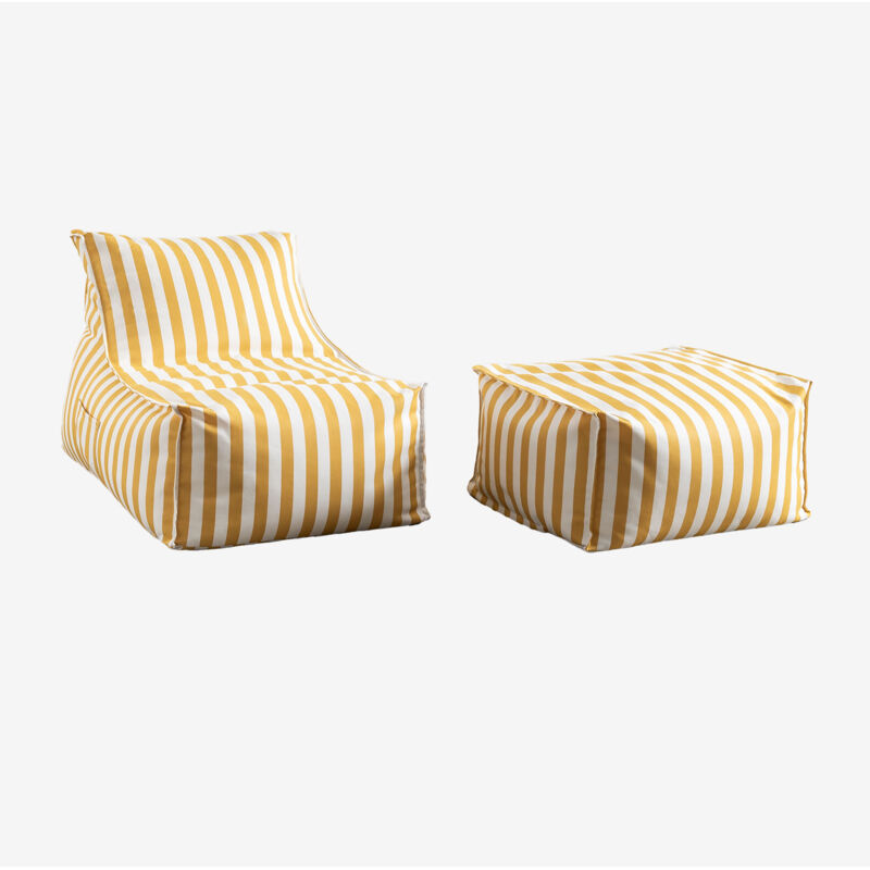 Ensemble de jardin avec fauteuil et pouf en tissu Sandel Sklum Jaune Curry