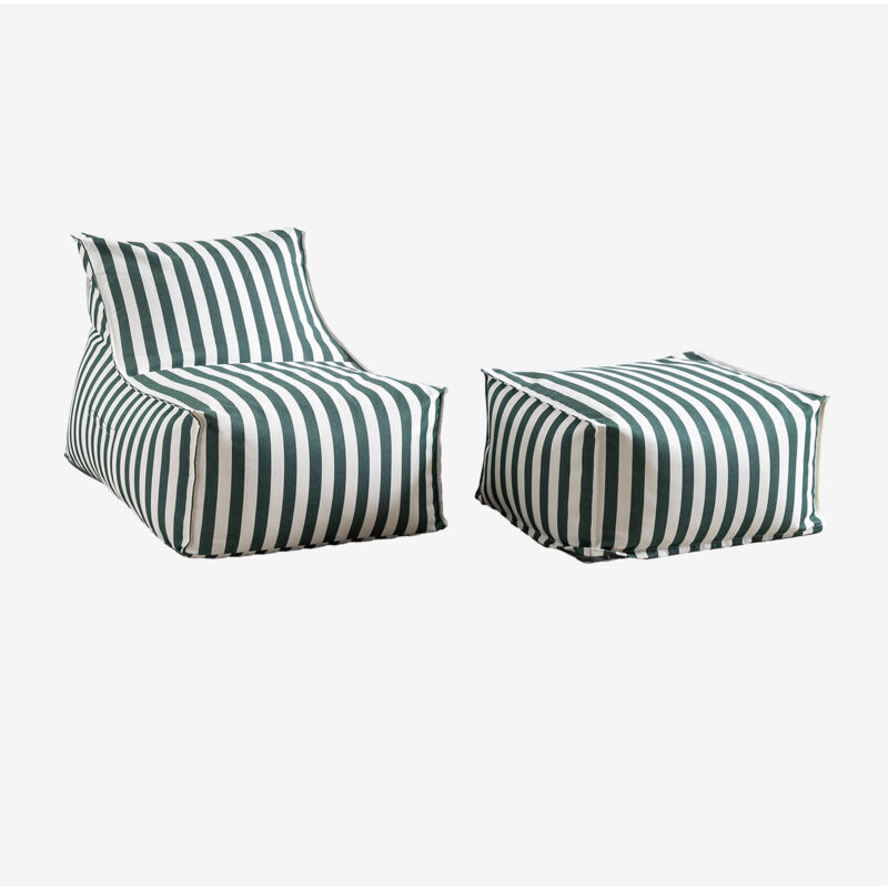 Ensemble de jardin avec fauteuil et pouf en tissu Sandel Sklum Vert Jungle