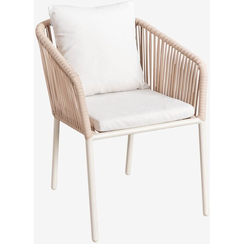 Chaise de jardin classique Arhiza avec accoudoirs en aluminium et corde tressée Sklum Tapioca Beige